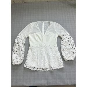 INA Top Womens XS White‎ Crochet Romantic Feminine Delicate Fairycore Whimsical